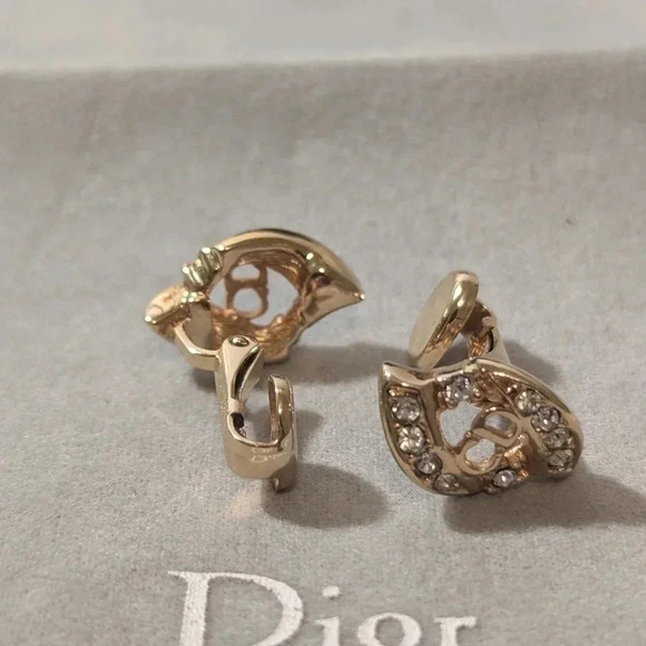 Christian Dior Gold  & Crystal Earrings - Picture 4 of 10
